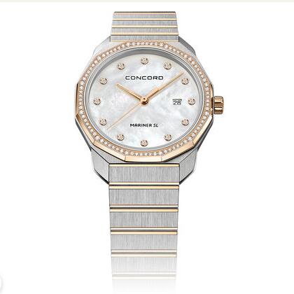 Replica Concord Women's Mariner SL Quartz Two-Toned Watch with Mother-of-Pearl Dial mariner-0320471