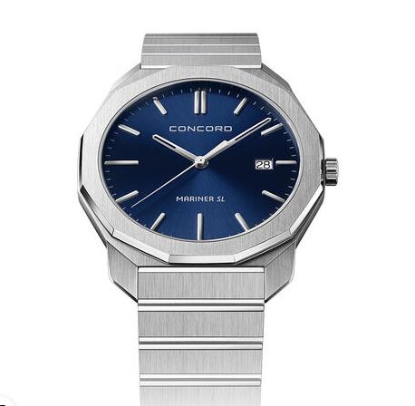 Replica Concord Men's Mariner SL Quartz Watch, Stainless Steel with Blue Dial mariner-0320474